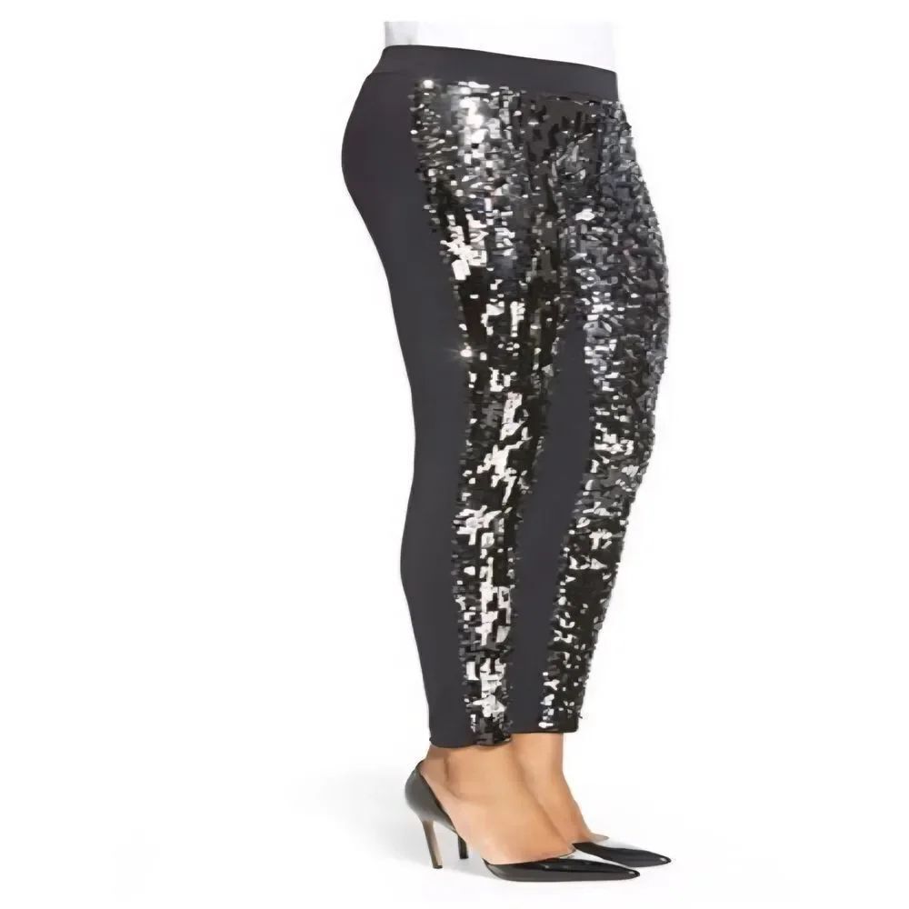 Nordstrom Black Sequin Leggings - Picture 3 of 10